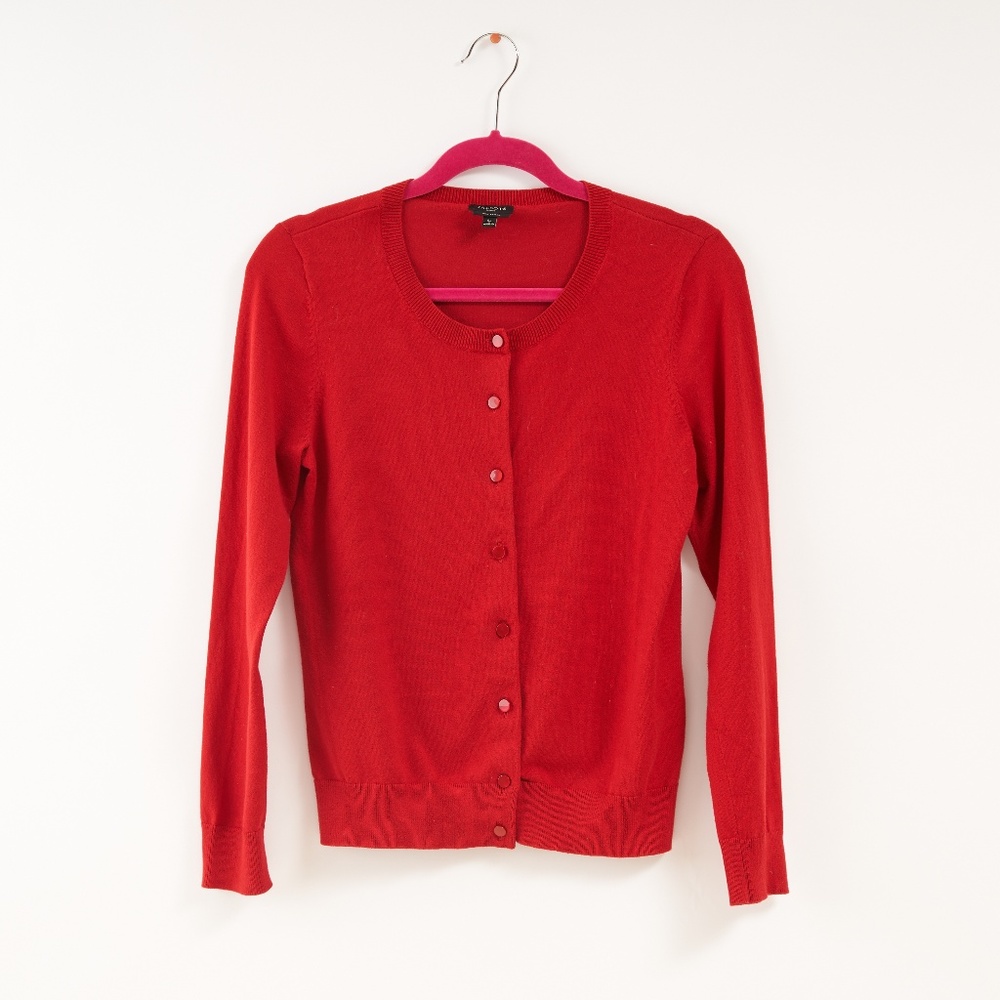 Talbots Cardigan Small Piete Holiday Red